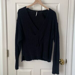Free People Crossover Sweater Black Womens M Medium